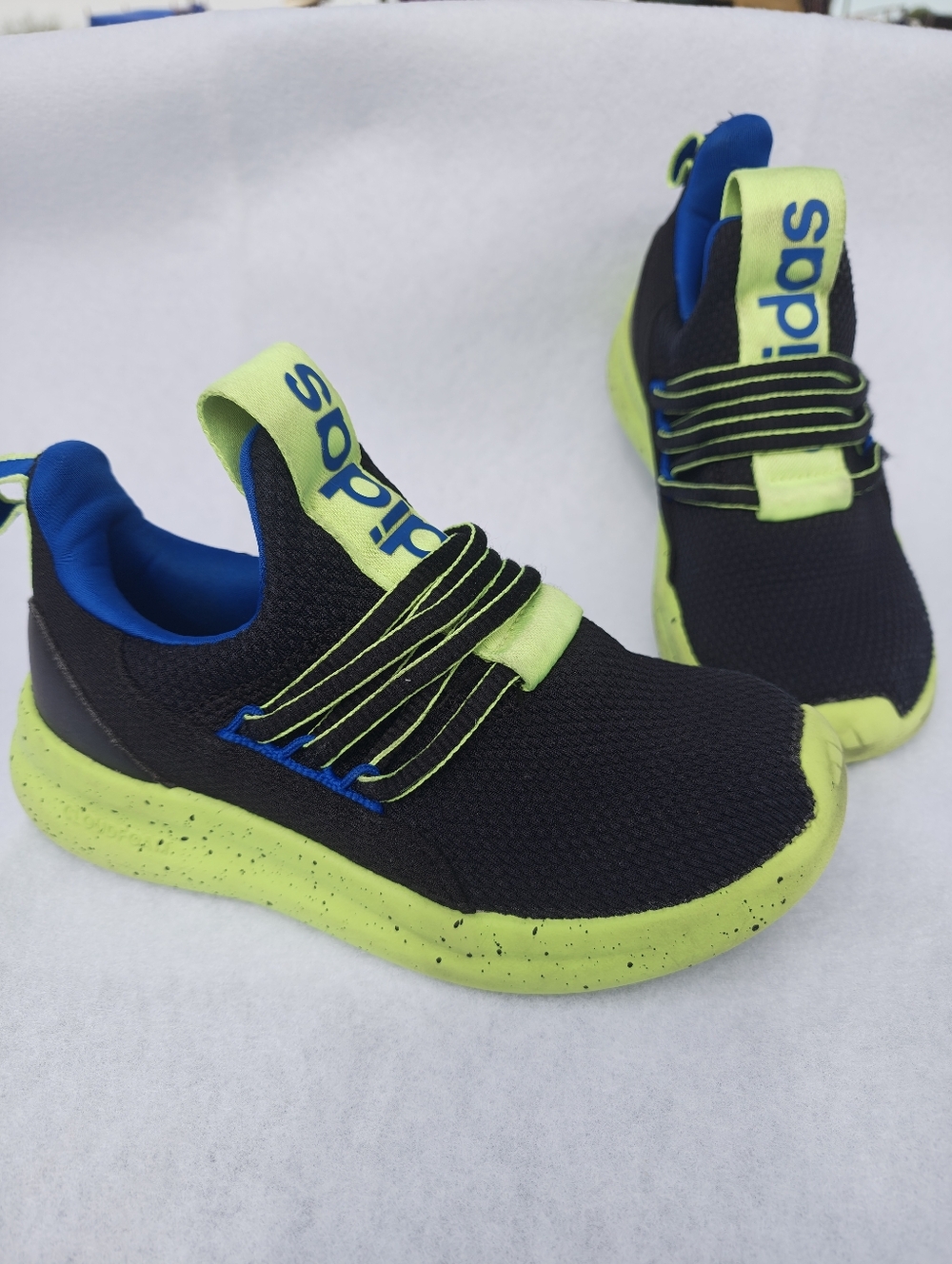 adidas Kids Black & Neon Green Slip-On Sneakers